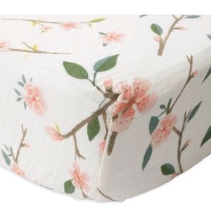 NWOT Red Rover 100% Cotton Muslin Crib Sheet Peach Blossom
